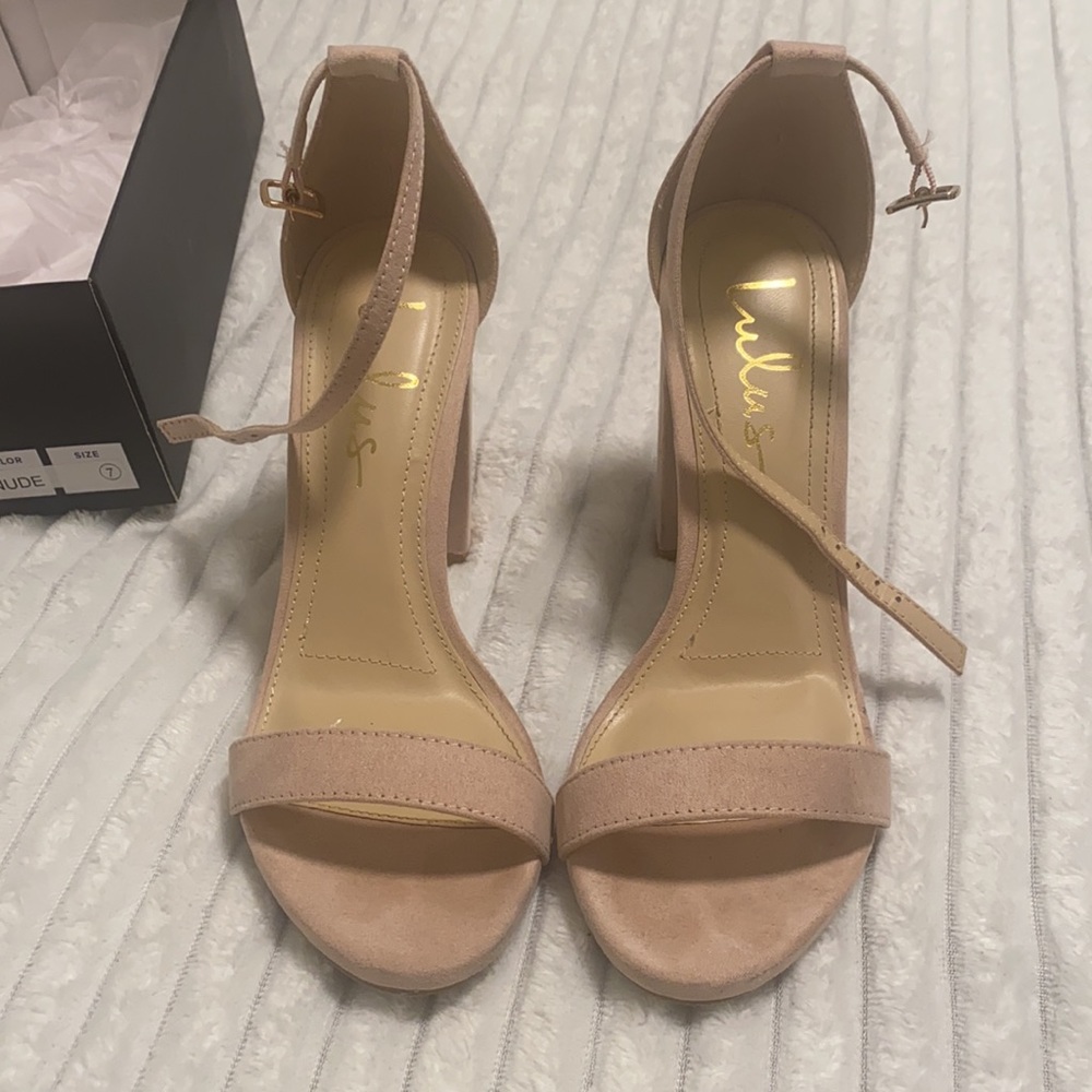 Lulus nude strap chunky heel